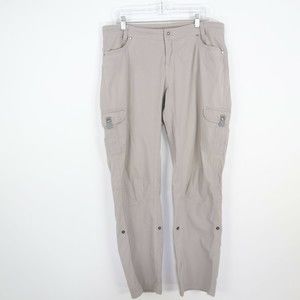 Kuhl Roll-Up Cargo Pants Splash Womens 14 Reg Pockets Hiking Khaki Beige FLAWED